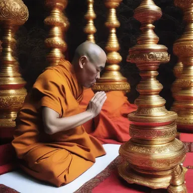 The monk performed a ritualistic swipe of the ceremonial object, believing it would bring blessings and ward off evil spirits.
