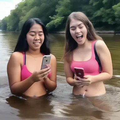 As a prank, she swiped her friend's phone and pretended to throw it into the river.