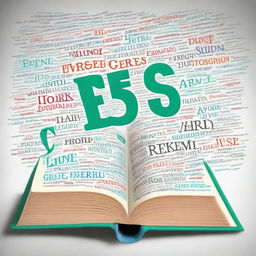 An image illustrating the concept of '3500 GRE Essential Words', perhaps represented as a massive book with words flying out or a word cloud filled with important GRE vocabulary