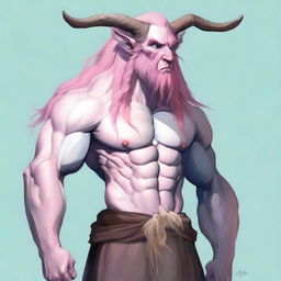 Generate an image of a Firbolg, a mythical creature from Irish mythology, known for their peace-loving nature and ability to communicate with animals