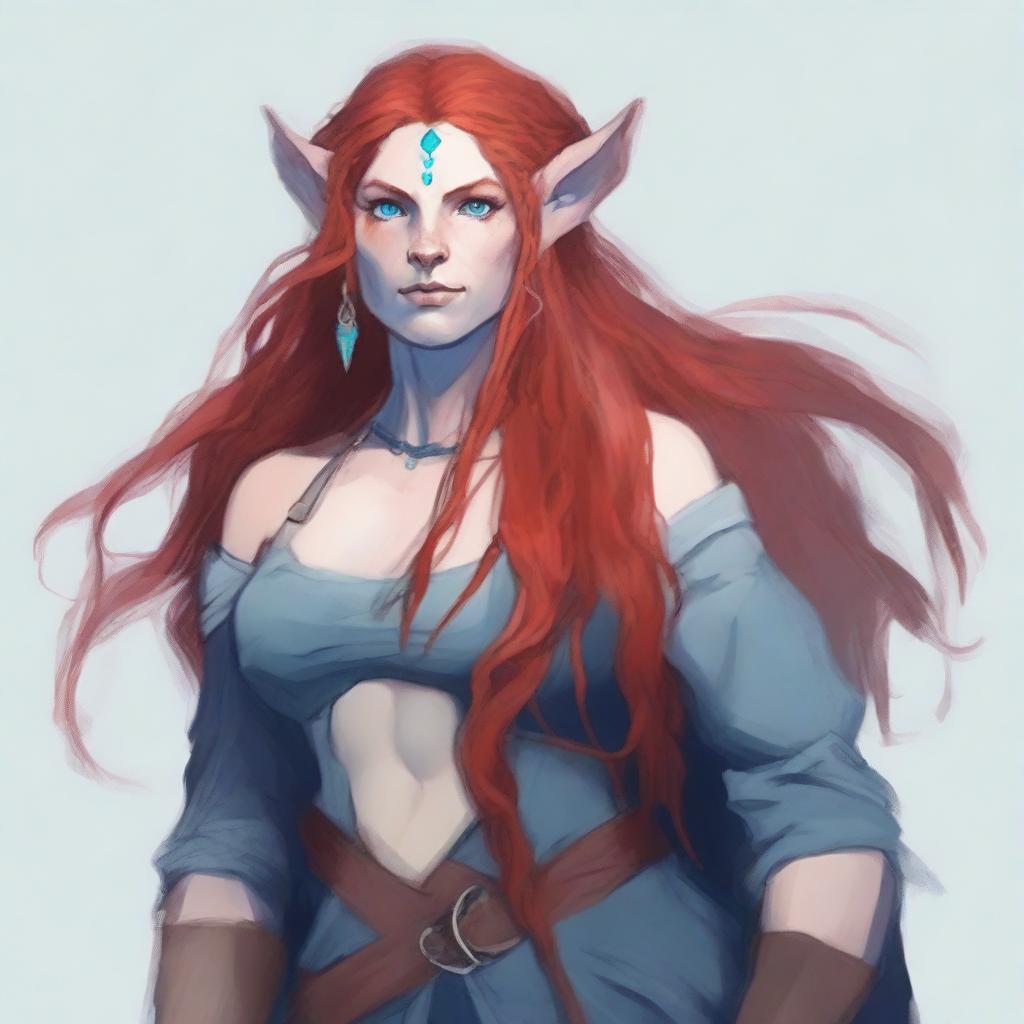 Generate an image of a Firbolg woman with a mom bod