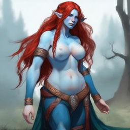 Generate an image of a Firbolg woman with a mom bod