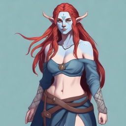 Generate an image of a Firbolg woman with a mom bod