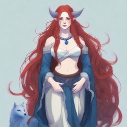 Generate an image of a Firbolg woman with a mom bod