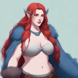 Generate an image of a Firbolg woman with a mom bod