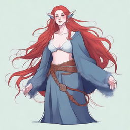 Generate an image of a Firbolg woman with a mom bod