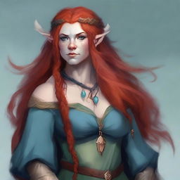 Generate an image of a motherly Firbolg woman