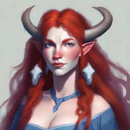 Generate an image of a motherly Firbolg woman with cow-like features