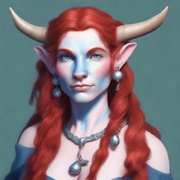 Generate an image of a motherly Firbolg woman with cow-like features