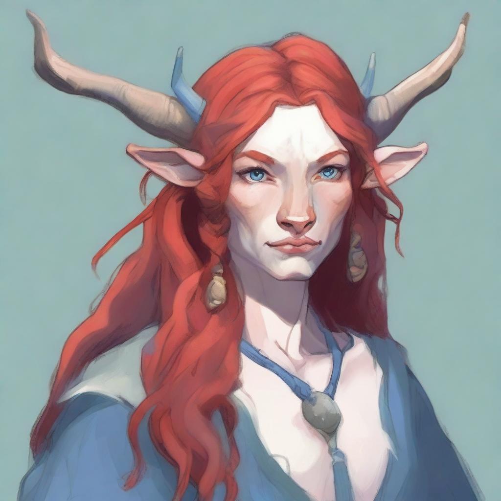 Generate an image of a motherly Firbolg woman with cow-like features