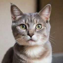 A cute, playful cat named Bean with a sleek, shiny coat and bright, curious eyes.