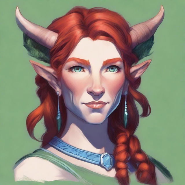 Generate an image of a middle-aged female Firbolg for Dungeons and Dragons