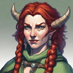 Generate an image of a middle-aged female Firbolg for a Dungeons and Dragons setting