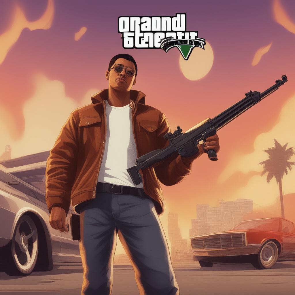 A Grand Theft Auto inspired loading screen featuring a character named Rizky