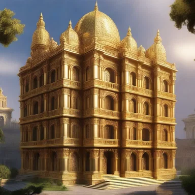 The sybaritic palace of the king in the fantasy novel was adorned with gold and jewels, providing gratification to all the senses.