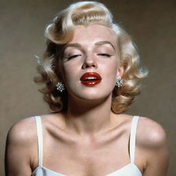 Marilyn Monroe portrayed with a distinct Adam's apple on her otherwise delicate neck, merging traditional femininity with a unique feature.