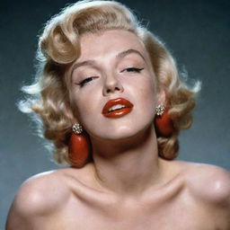 Marilyn Monroe portrayed with a distinct Adam's apple on her otherwise delicate neck, merging traditional femininity with a unique feature.