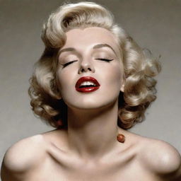 An imaginative depiction of Marilyn Monroe with a pronounced Adam's apple on her elegant neck, combining classic beauty with an unexpected trait.