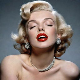 An imaginative depiction of Marilyn Monroe with a pronounced Adam's apple on her elegant neck, combining classic beauty with an unexpected trait.