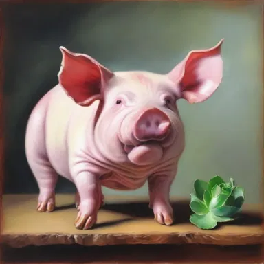 The artist painted a stunning still life of a cochon de lait, capturing the succulent details of its crispy skin and tender meat.