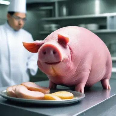 In the futuristic world of the science fiction novel, humans have created a breed of genetically modified cochon de lait that can be roasted and cooked in a matter of minutes.