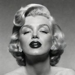 A thought-provoking portrayal of Marilyn Monroe with her head lofted, featuring a thick neck with a notably embossed protuberance inside, blending the iconic with the unusual.