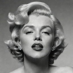 A thought-provoking portrayal of Marilyn Monroe with her head lofted, featuring a thick neck with a notably embossed protuberance inside, blending the iconic with the unusual.