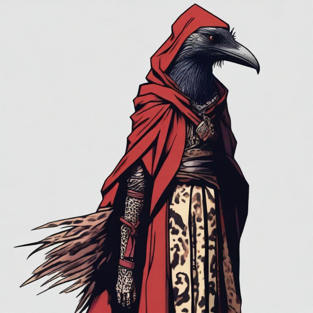 Generate an image of a kenku female in a cyberpunk setting