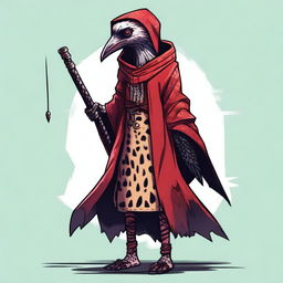 Generate an image of a kenku female in a cyberpunk setting