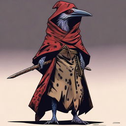 Generate an image of a kenku female in a cyberpunk setting