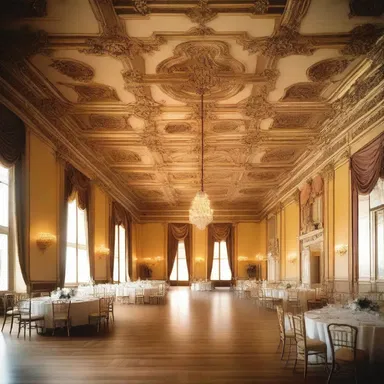 The grand ballroom was designed with high ceilings and intricate moldings, resembling the elegance of a schottische.