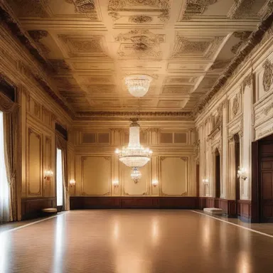 The grand ballroom was designed with high ceilings and intricate moldings, resembling the elegance of a schottische.