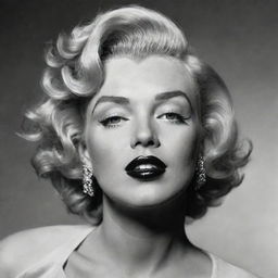 Unique portrayal of Marilyn Monroe, her head tilted high, exhibiting a wide neck with a distinct protuberance inside, creating a fusion of the iconic and unusual.