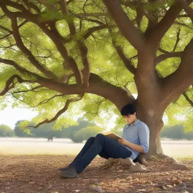 The protagonist in the novel spent hours sitting under a false mallow tree, seeking inspiration for his writing.