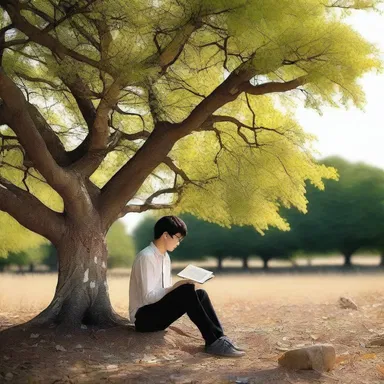 The protagonist in the novel spent hours sitting under a false mallow tree, seeking inspiration for his writing.