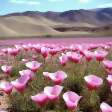 The movie scene was set in a desert landscape with a backdrop of blooming false mallows, adding a touch of color to the arid scenery.