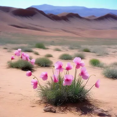 The movie scene was set in a desert landscape with a backdrop of blooming false mallows, adding a touch of color to the arid scenery.