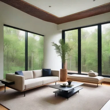 The architect incorporated large windows in the design to allow natural light to decelerate as it enters the room, creating a serene and tranquil atmosphere.