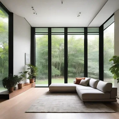 The architect incorporated large windows in the design to allow natural light to decelerate as it enters the room, creating a serene and tranquil atmosphere.