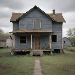 Create a symbolic representation illustrating the stark disparities of socioeconomic classes, featuring contrasting elements such as a dilapidated shack and a grand mansion.