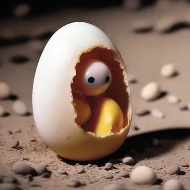 The horrifying scene showcased a precocial creature emerging from its egg, fully covered with down and with its eyes wide open.