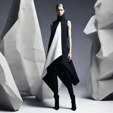 Inspired by the powerful forces of tectonics, the fashion designer created a collection featuring bold, angular lines resembling folding rock formations.