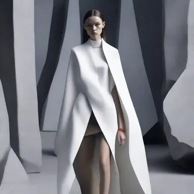 Inspired by the powerful forces of tectonics, the fashion designer created a collection featuring bold, angular lines resembling folding rock formations.