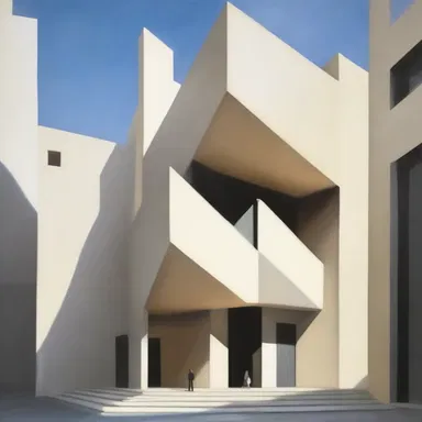 The painting perfectly showcased the tectonics of the building's architecture, capturing the interplay of light and shadow.
