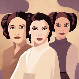 Create an image showcasing the princesses of the Star Wars universe, including characters like Princess Leia and Padmé Amidala