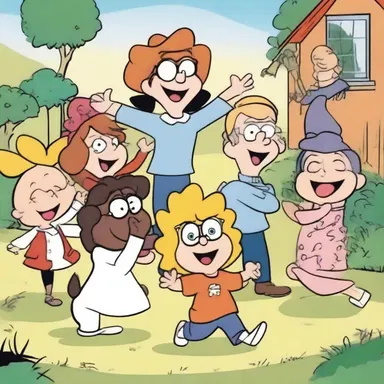 In the cartoon, the characters lark around and play boisterously, bringing joy to the viewers.