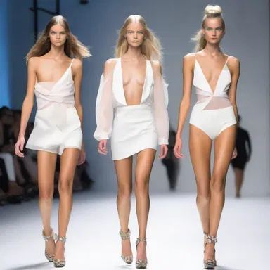 The models on the runway lark about and play boisterously, expressing their individuality and creativity through their unique poses and gestures.