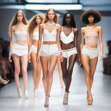 The models on the runway lark about and play boisterously, expressing their individuality and creativity through their unique poses and gestures.