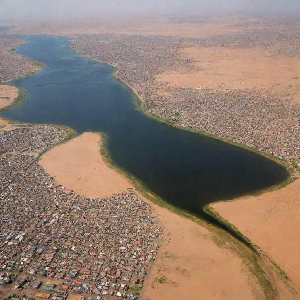 Sweeping panorama of Sudan, with its vast deserts, the famous Nile River flowing gently and colourful markets offering a riot of colours and activity.