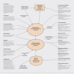 A compact conceptual map illustrating the argumentative structure within a thesis, highlighting main points and relationships with clear, concise elements.